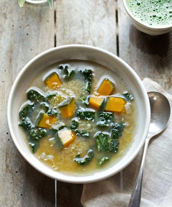 Roasted kabocha squash and quinoa soup