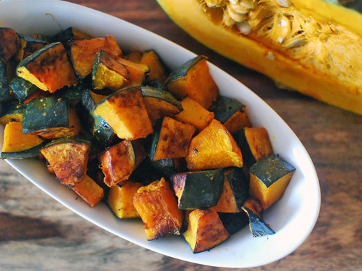 Roasted kabocha squash with soy sauce, butter, and shichimi togarashi