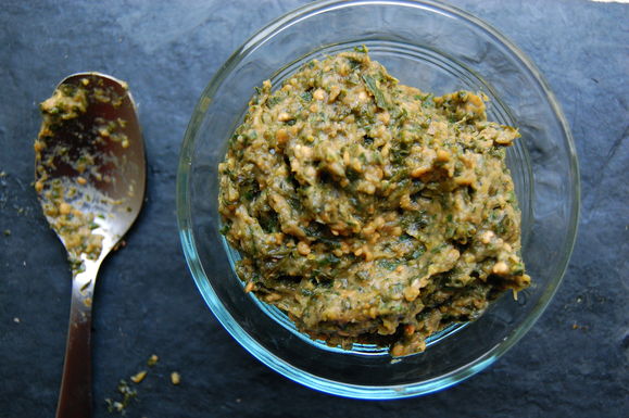 Roasted kale and eggplant tapenade