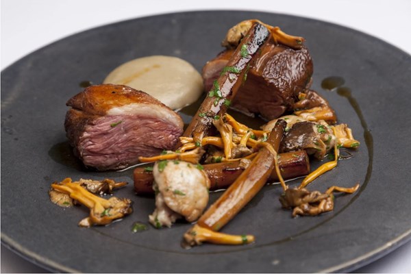 Roasted lamb rump with salsify & wild mushrooms [Richard Corrigan]