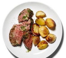 Roasted lamb with garlic, dill and potatoes