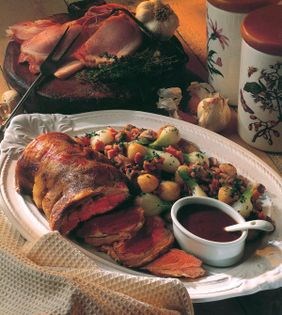 Roasted lamb with vegetables