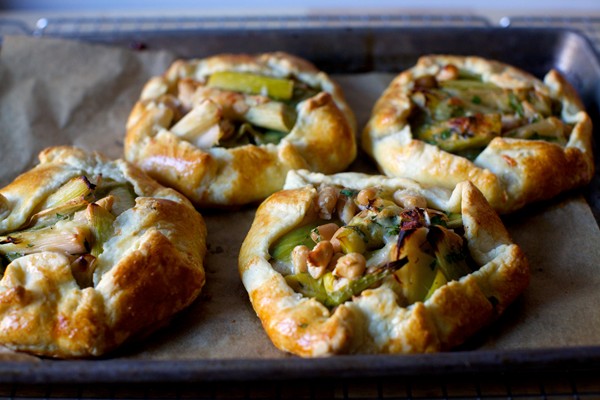 Roasted leek and white bean galettes