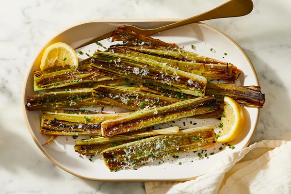 Roasted leeks with black pepper & Parm