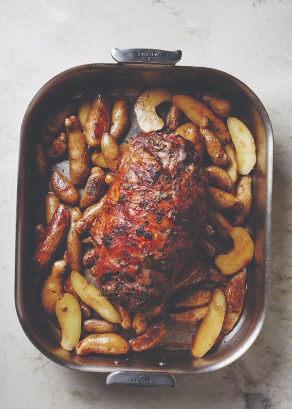 Roasted leg of lamb & potatoes dressed down with zest