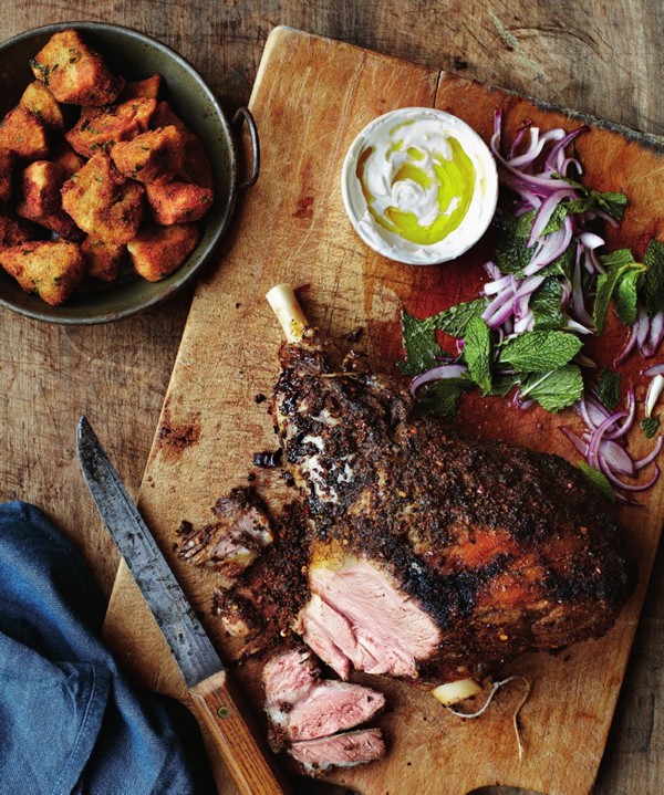 Roasted leg of lamb