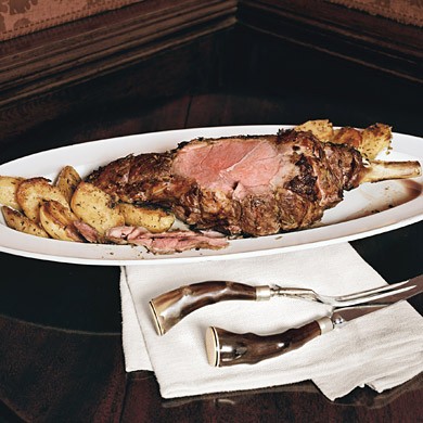 Roasted leg of lamb with Yukon Gold potatoes
