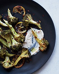 Roasted lemon broccoli with tahini-yogurt sauce