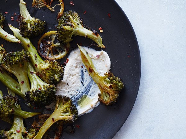 Roasted lemon broccoli with tahini-yogurt sauce [Tara Duggan]