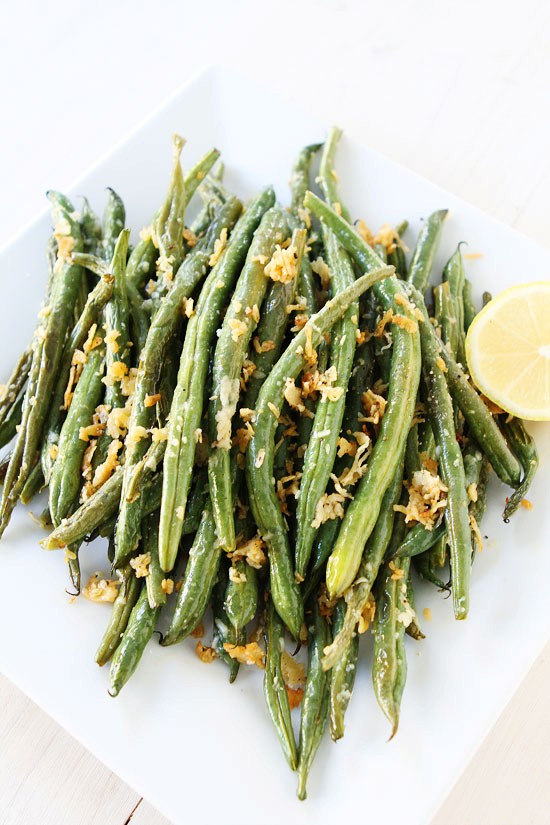 Roasted lemon Parmesan green beans