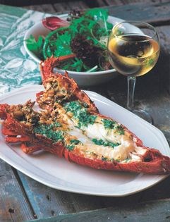 Roasted lobster with herb butter