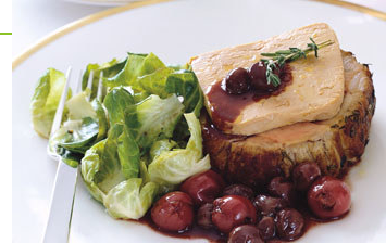 Roasted loin of veal with foie gras and cherry-red grape sauce
