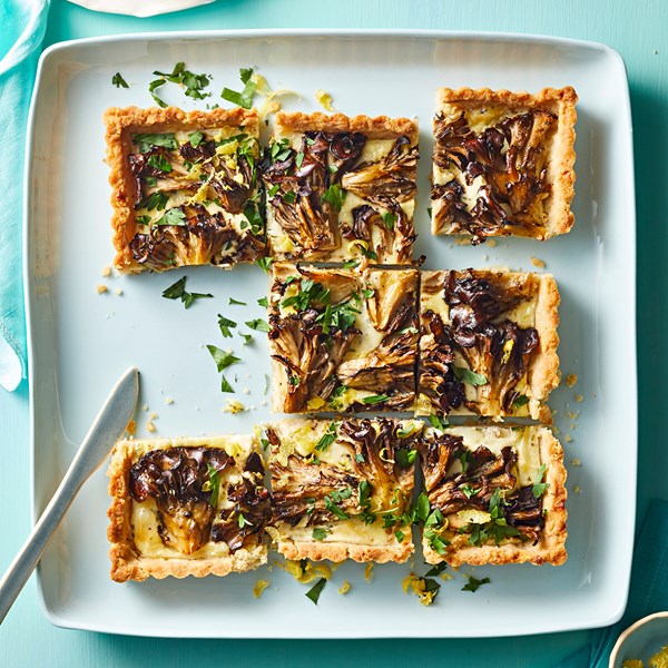Roasted maitake-goat cheese tart