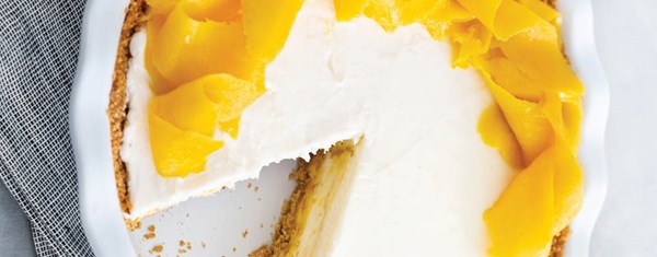 Roasted mangoes and cream pie [graham cracker crust]
