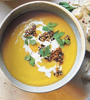 Roasted miso squash & sweet potato soup