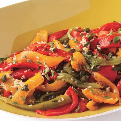 Roasted mixed peppers with capers and marjoram