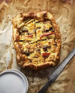 Roasted Moroccan vegetable tart with harissa