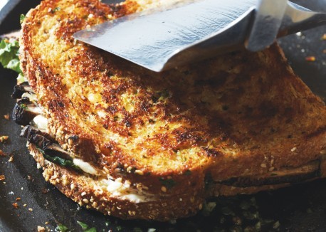 Roasted mushroom and Gouda grilled-cheese sandwiches