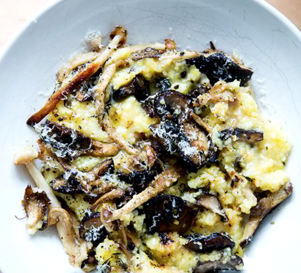 Roasted mushroom polenta bake