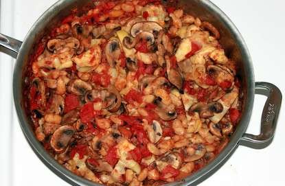 Roasted mushroom ragout with cannellini beans and artichoke hearts