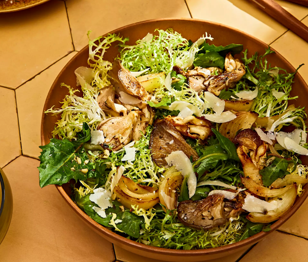 Roasted mushroom salad with sherry dressing