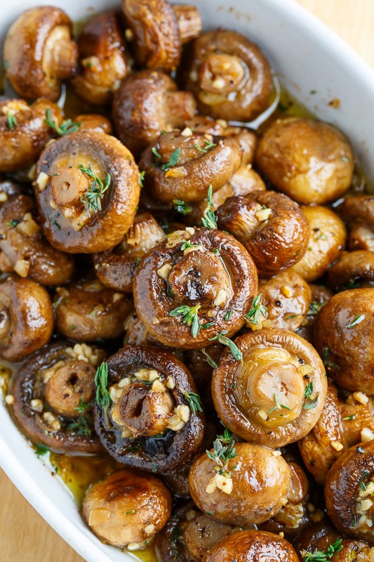 Roasted mushrooms in a browned butter, garlic and thyme sauce
