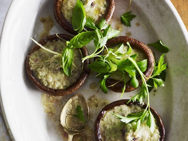 Roasted mushrooms with anchovy butter