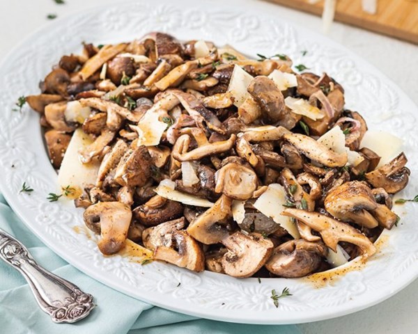 Roasted mushrooms with brown butter and Parmesan