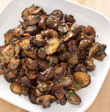 Roasted mushrooms with harissa and mint