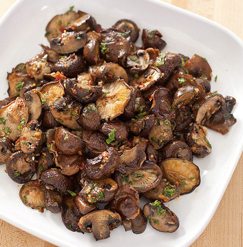 Roasted mushrooms with harissa and mint