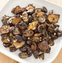 Roasted mushrooms with Parmesan and pine nuts