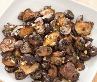 Roasted mushrooms with Parmesan and pine nuts