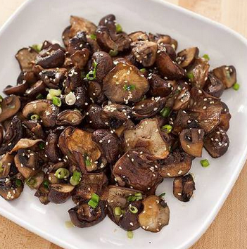 Roasted mushrooms with sesame and scallions