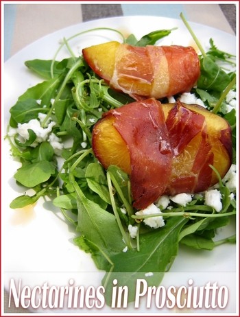 Roasted nectarines in prosciutto