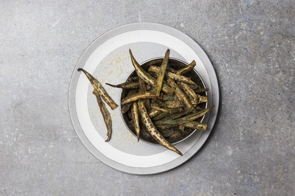 Roasted okra with chile and cumin