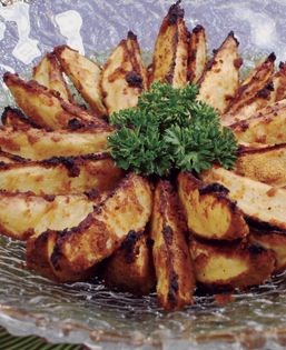 Roasted onion-cumin potato spears (Batata bil furren)