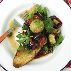 Roasted onion, tomato and eggplant salad