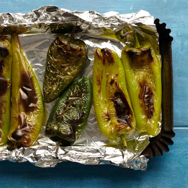 Roasted or broiled green chiles