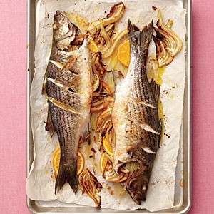 Roasted orange-fennel striped bass