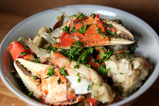 Roasted orange garlic crab