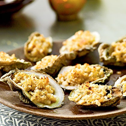 Roasted oysters with lemon-anise stuffing