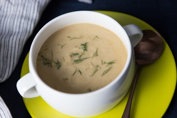 Roasted parsnip white chocolate soup