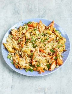 Roasted parsnips and orzo with dukkah