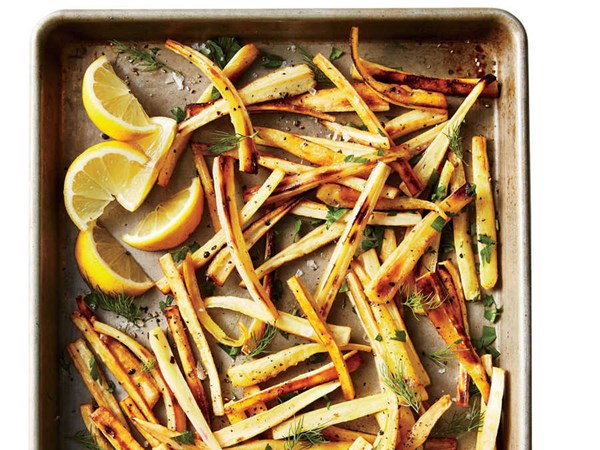 Roasted parsnips with lemon and herbs