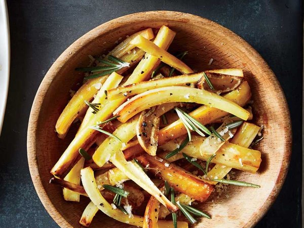 Roasted parsnips with rosemary, garlic, and Parmesan