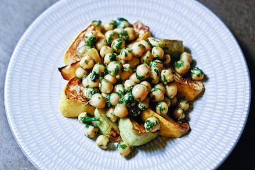 Roasted patty pan squash and herbed chickpeas