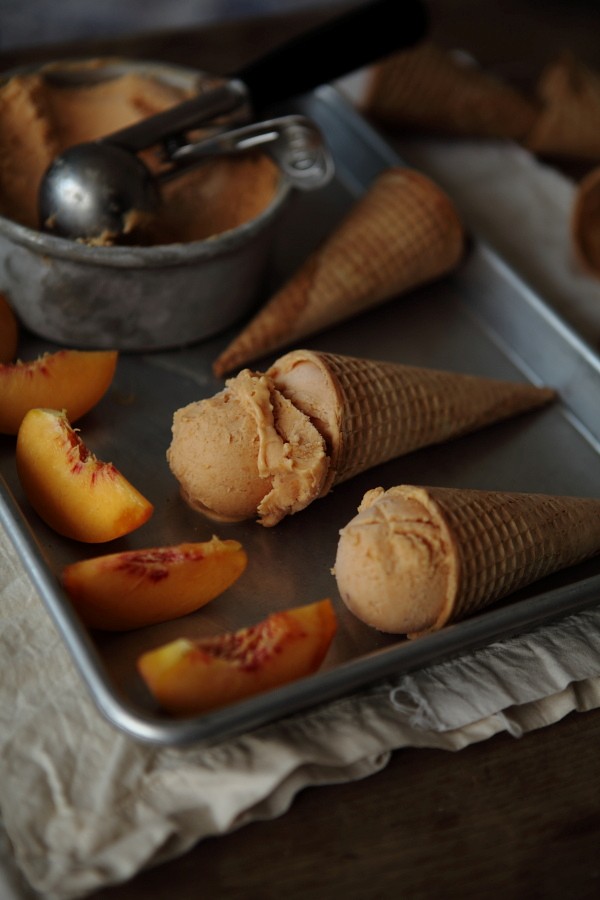 Roasted peach sherbet