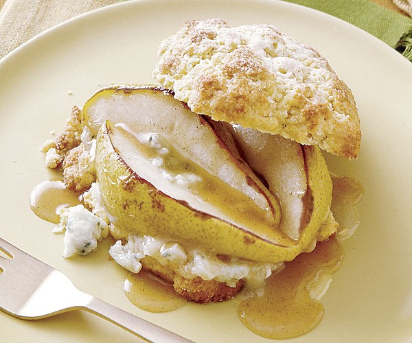 Roasted pear and blue cheese shortcakes