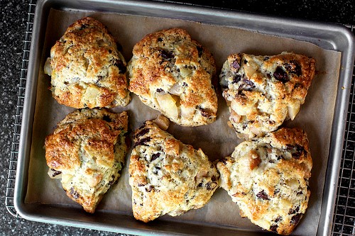 Roasted pear and chocolate chunk scones