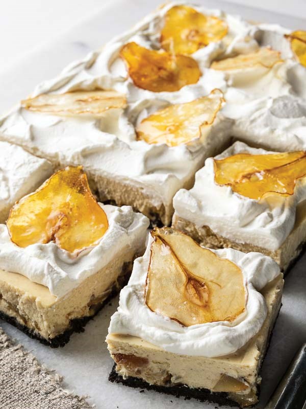Roasted pear cheesecake bars